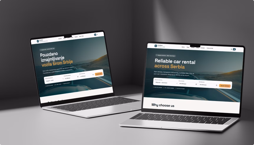Višejezični web sajt za rent a car agenciju, Ginger IT Solutions