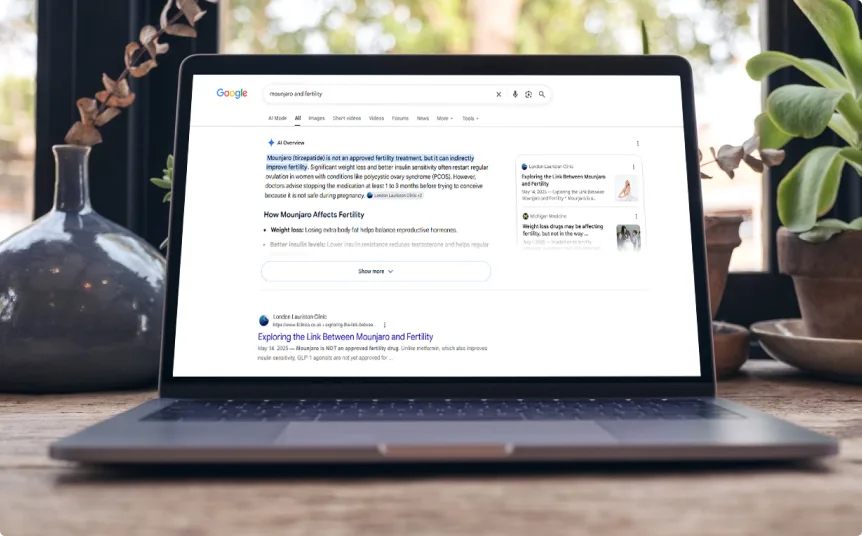 Results in AI Overviews for medical queries